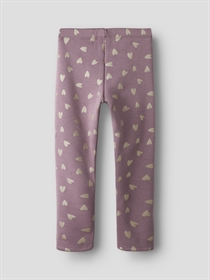 NAME IT Sweat Fleece Leggings Tavina Grape Shake Glitter Hearts